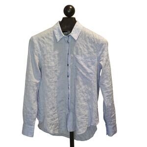 Derek Lam 10 Crosby Size 0 Womens Button Up Shirt Blue Cotton Microstripe